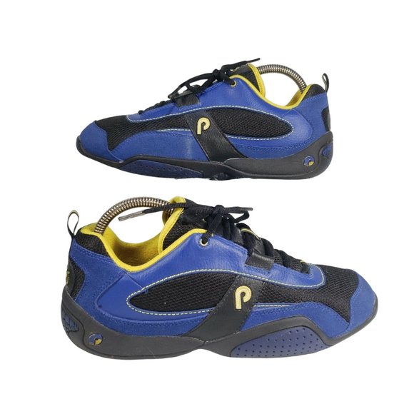 Piloti Driving Shoes Sporty Monterey Blue Suede Yellow Black Rubber-Soles - Picture 2 of 8